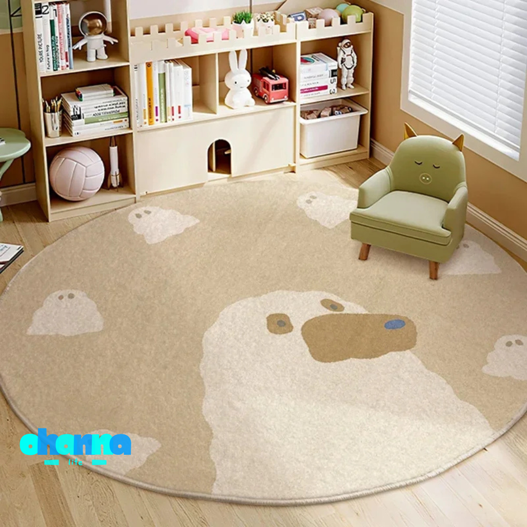 Alfombra redonda con diseño para decoración de dormitorio