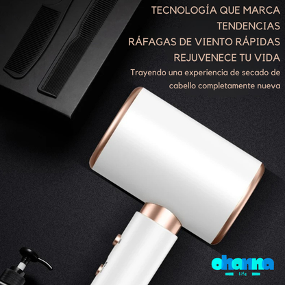 Secador de pelo silencioso con IONES NEGATIVOS