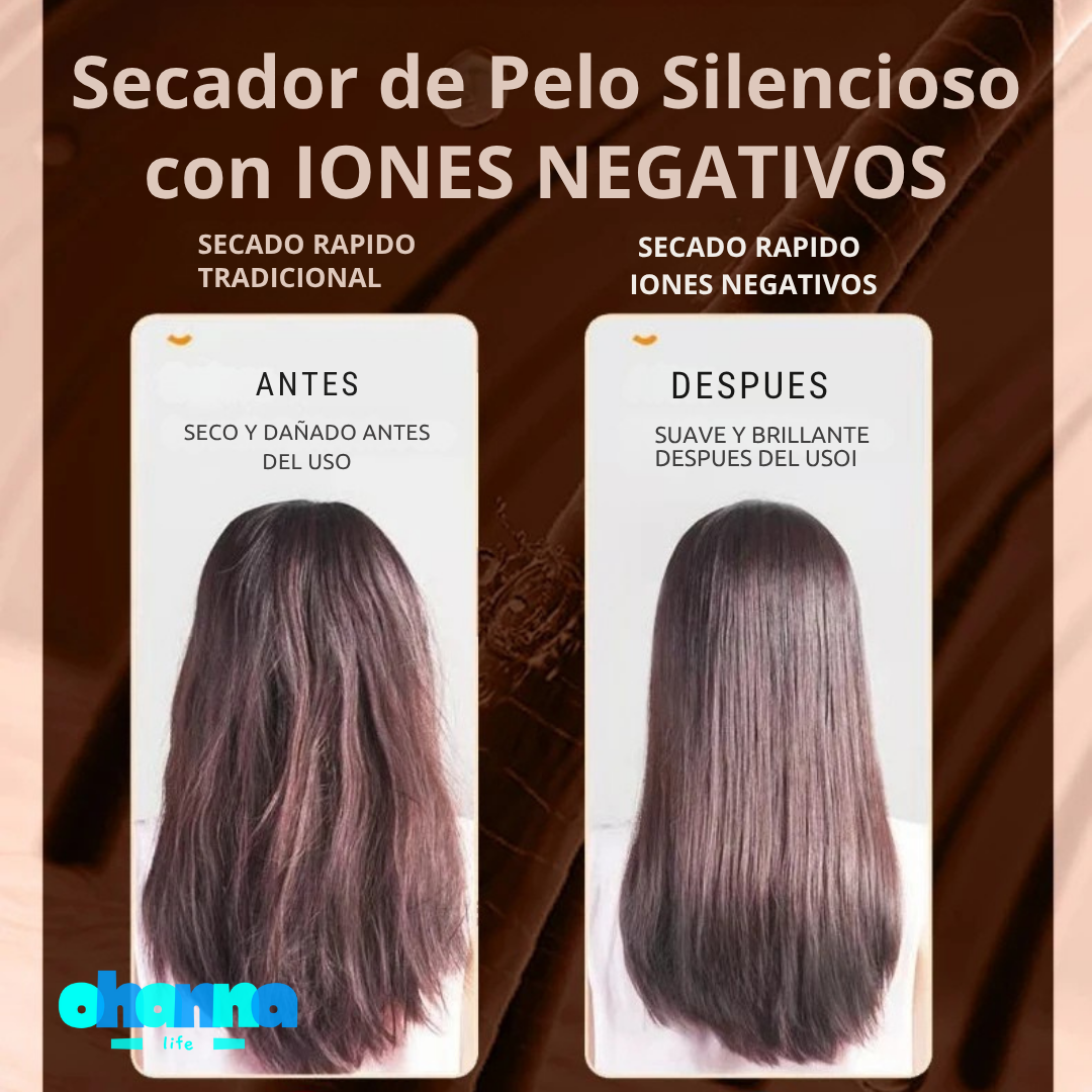 Secador de pelo silencioso con IONES NEGATIVOS