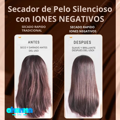 Secador de pelo silencioso con IONES NEGATIVOS