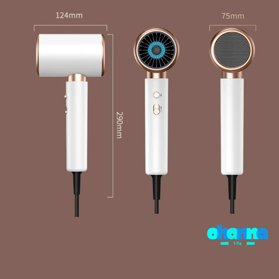 Secador de pelo silencioso con IONES NEGATIVOS