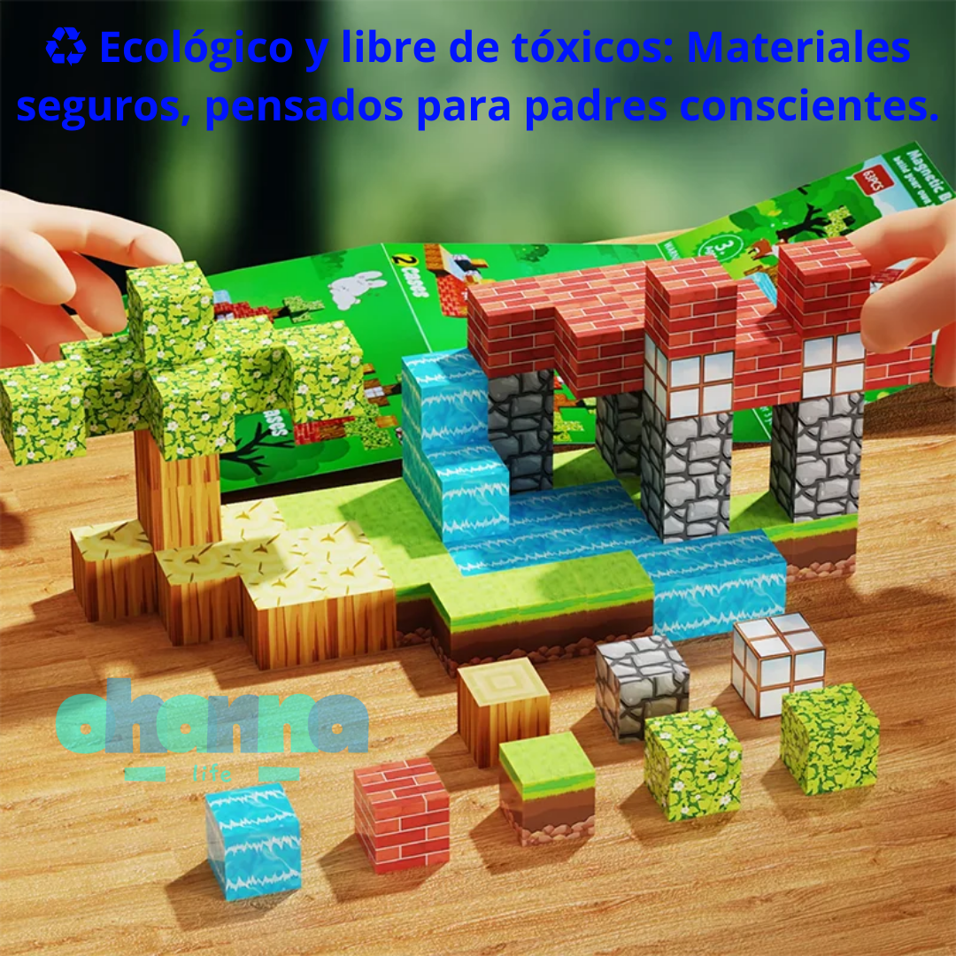 Juego de bloques magnéticos ecológicos para niños