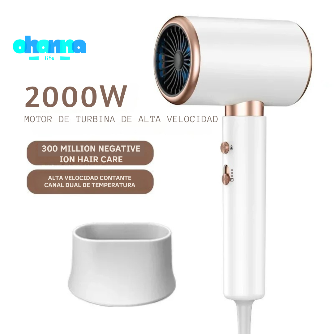 Secador de pelo silencioso con IONES NEGATIVOS