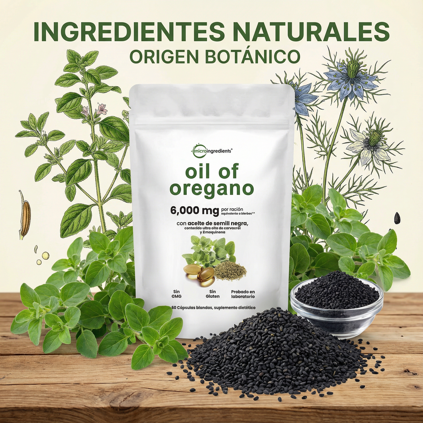 Aceite De Orégano 6000 Mg 60 capsulas